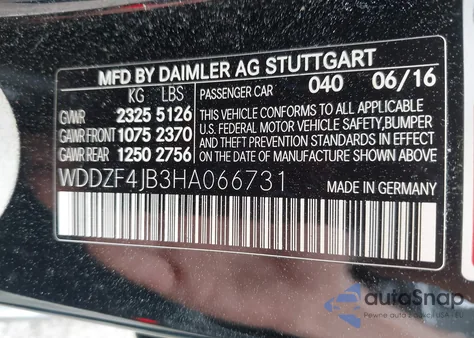 2017 Mercedes-Benz E 300 from USA, damaged, VIN WDDZF4JB3HA066731